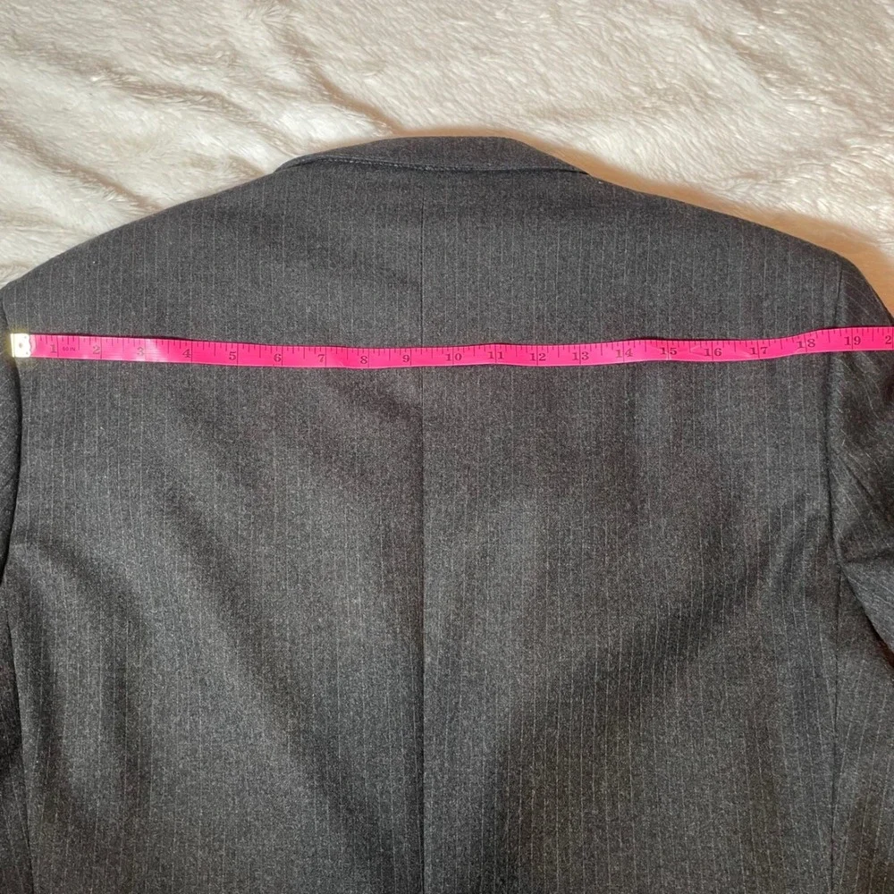 VTG English Manor 43L Blazer 100 Pure Wool Pinstripe Charcoal Gray Dark Academia